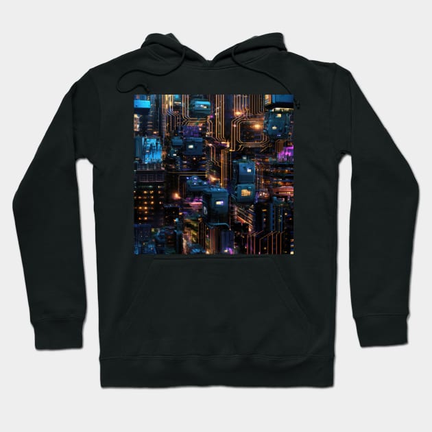 Cyber Circuit Cityscape Hoodie by star trek fanart and more